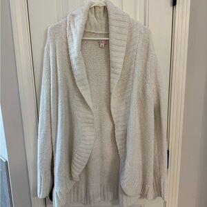 Cream Shawl Collar Open Cardigan Sweater